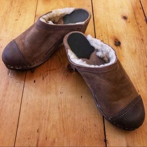 NWOB Sandgrens Shearling Swedish Clogs Sz 7